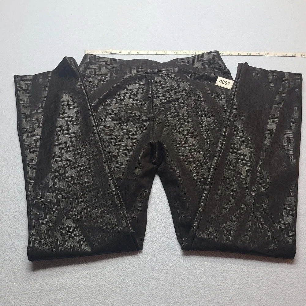 Lena Gabrielle Pants Womens 10 Black Silver Excellent Metallic Geometric Stretch